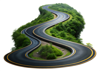  twisty road isolated on white background PNG , AI GENERATED
