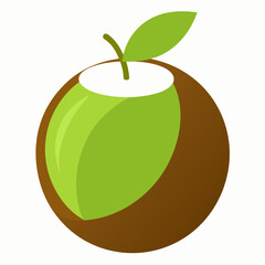 green coconut on a white background