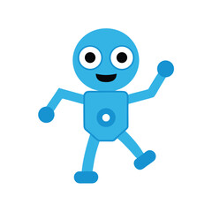 Fototapeta premium Cute robot moving joyfully with simple fun animated dance Vector illustration