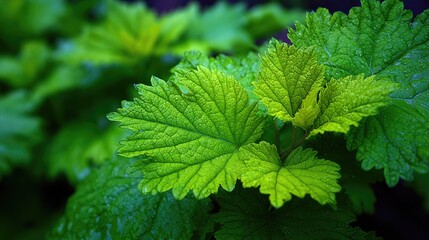 Close-up of vibrant green leaves