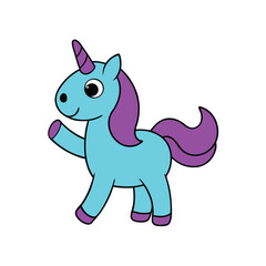 Obraz premium Playful unicorn lifting hoof in a happy charming animated moment Vector illustration