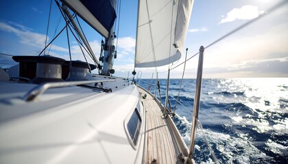 Sailing yacht, close-up view of bow