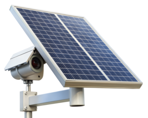 Solar powered security camera isolated on transparent background