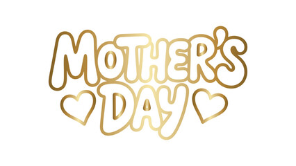 Elegant Golden Mother's Day Script with Hearts on Transparent Backdrop Vector Graphic