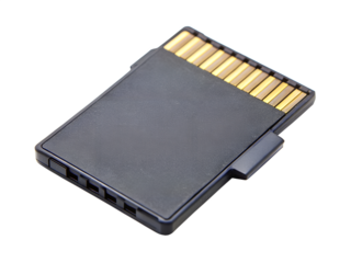 Black sd memory card isolated on transparent background