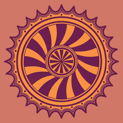 Circular geometric mandala pattern with sunburst rays and decorative border vector illustration