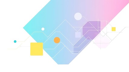 Modern business concept visualized with geometric shapes and flow lines on a clean white backdrop.