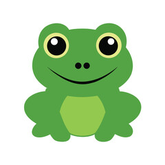 Cartoon frog blinking slowly while sitting still calmly Vector illustration
