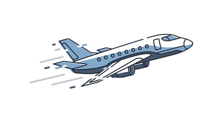 Airplane Illustration Taking Off on White Background.