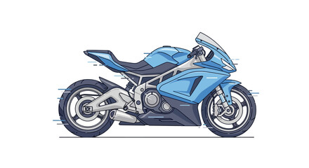 Fototapeta premium Blue Sport Motorcycle Illustration on White Background.