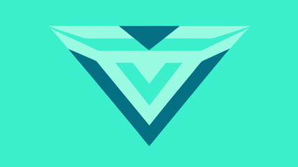 Geometric Abstract Triangle Logo with Teal and Dark Blue Colors background clean