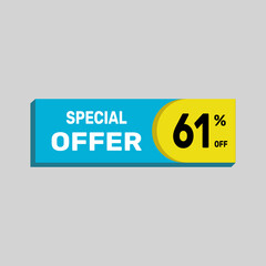 Special offer 61% sale banner. icon Vector illustration discount off on white background