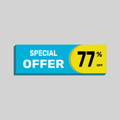 Special offer 77% sale banner. icon Vector illustration discount off on white background