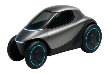 Futuristic tricycle with a sleek, aerodynamic cabin and LED headlights