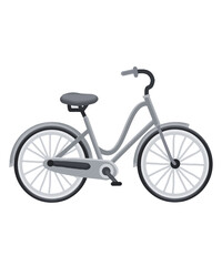 Elegant Gray Bicycle Illustration With a Comfortable Seat for a Leisurely Ride on a Sunny Day