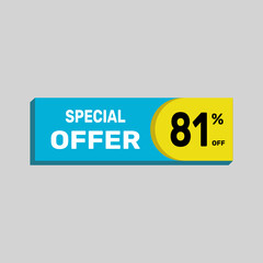 Special offer 81% sale banner. icon Vector illustration discount off on white background