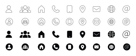 Contact Information Icons Vector Illustration Set