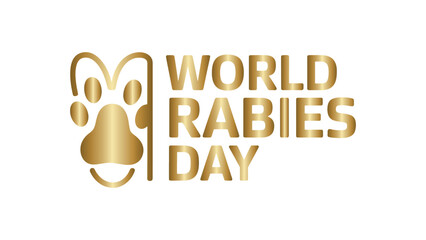 Golden World Rabies Day Paw Print Design on Transparent Background Vector Illustration