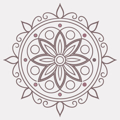 Intricate Circular Mandala with Floral and Swirl Motifs in Muted Purple Tones pattern geometric