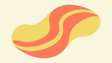 Organic Blob Shape with Coral and Yellow Stripes abstract form