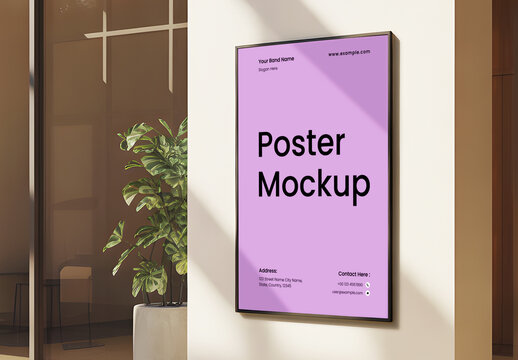 Indoor Office Poster Mockup on Wall