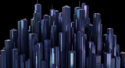 Futuristic Cityscape Abstract Digital Art  Modern Metropolis Skyline Illustration for Backgrounds and Design Projects