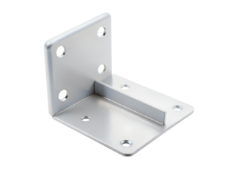 Silver metal lshaped corner bracket isolated on transparent background