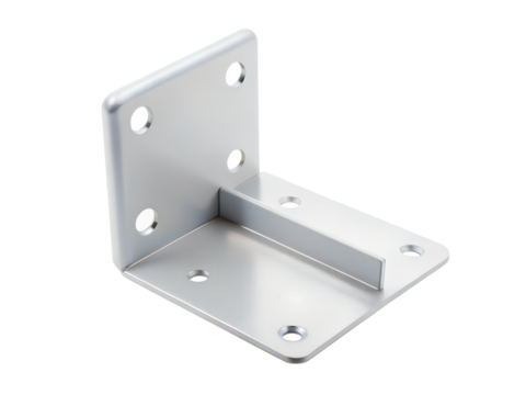 Silver metal lshaped corner bracket isolated on transparent background