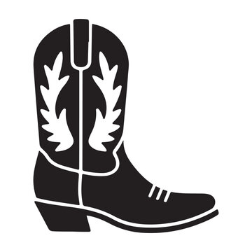 Cowboy boot silhouette icon, Cowboy boot icon vector illustration. Vector black silhouette. with white background.