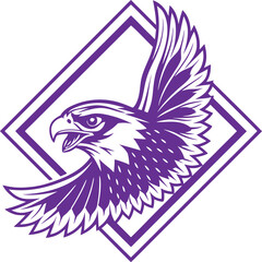 Majestic falcon soars powerfully inside modern geometric frame, a symbol of freedom and determination