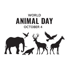 Naklejka premium silhouette of world animal day vector art black