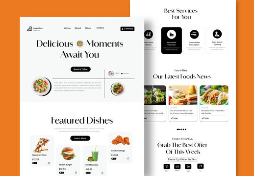 Modern Restaurant Landing Page Design Template