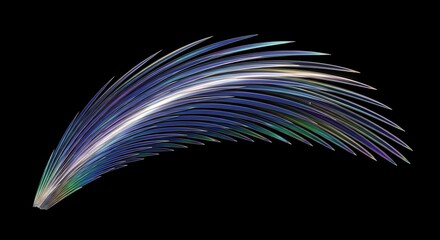 Abstract Colorful Feather Illustration on Black Background  Modern Art Print for Digital Design  Creative Projects