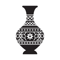 Arabic vase silhouette vector, vase icon vector illustration. Vector black silhouette. with white background.