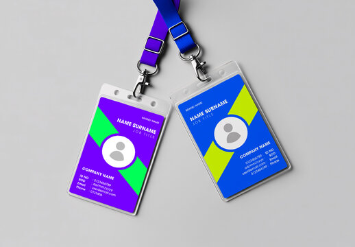 Professional ID Card Mockup with Lanyard