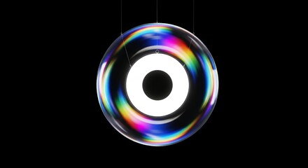 Abstract Colorful Sphere with White Center on Black Background  Modern Art Digital Image for Website or Presentation Use
