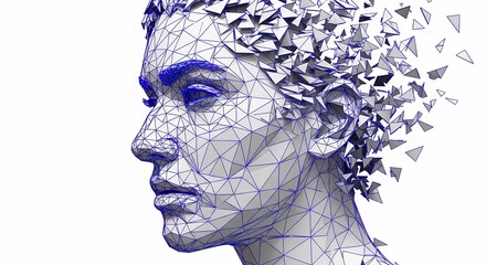 Abstract Digital Portrait of a Womans Face with Fragmented Mind  Conceptual Art Illustration for Creativity and Innovation