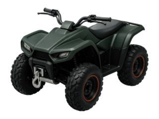 Adventure quad bike with a distinctive handlebar layout and prominent winch hook