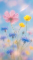Fototapeta premium Dreamy wildflowers in soft focus.