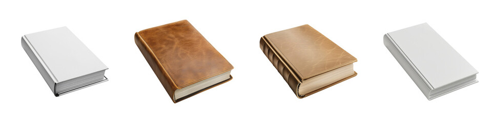 Obraz premium Collection of four books with blank covers in different colors textures