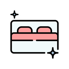 Good Sleep Color Icon. Vector Outline Isolated Sign of Sleeping, Symbolizing Peaceful Rest and Quality Sleep. Isolated Vector Illustration, isolated on white background.