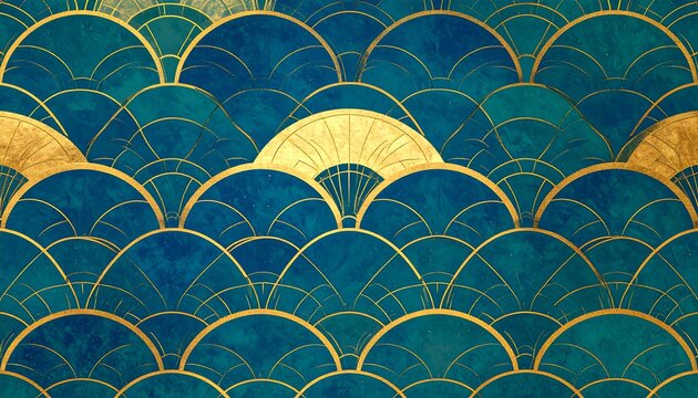 Textured teal and gold scales - Powered by Adobe