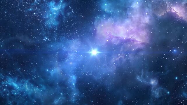 Stars scattered throughout the outer space filled with swirling clouds of gas and dust