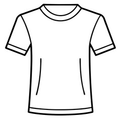 Classic T-Shirt: A simple line drawing of a clean, short-sleeved t-shirt, showcasing a minimalist design ideal for personalization or apparel concepts.