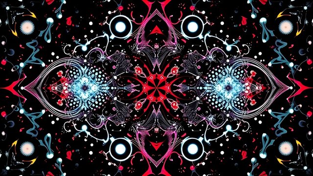 Quantum Rorschach test displaying simultaneous wave patterns and particle dots.