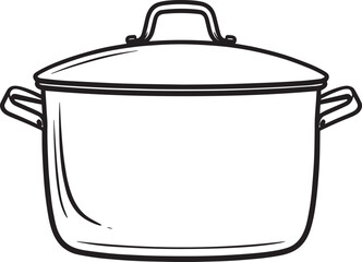 Cooking Pot Silhouette in Black | Kitchen Utensil Clipart Illustration Vector Format