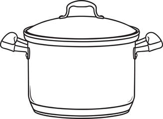 Cooking Pot Silhouette in Black | Kitchen Utensil Clipart Illustration Vector Format