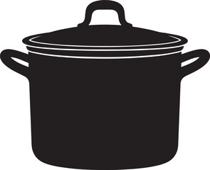 Cooking Pot Silhouette in Black | Kitchen Utensil Clipart Illustration Vector Format