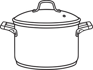 Cooking Pot Silhouette in Black | Kitchen Utensil Clipart Illustration Vector Format
