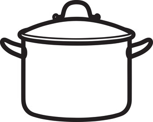 Cooking Pot Silhouette in Black | Kitchen Utensil Clipart Illustration Vector Format